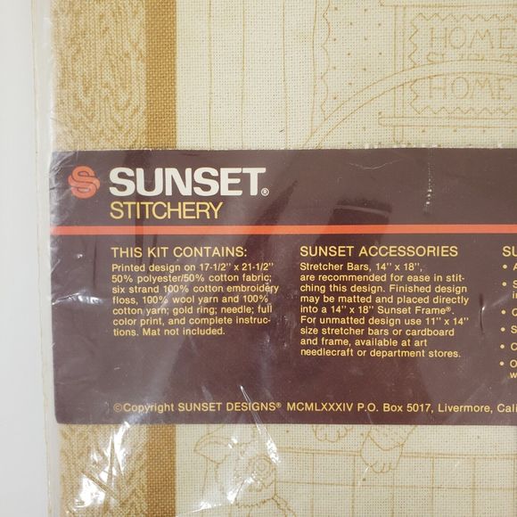 Sealed Vtg 1984 Crewel Embroidery Kit Sunset Stitchery 2558 Kittens in Window - Picture 3 of 4